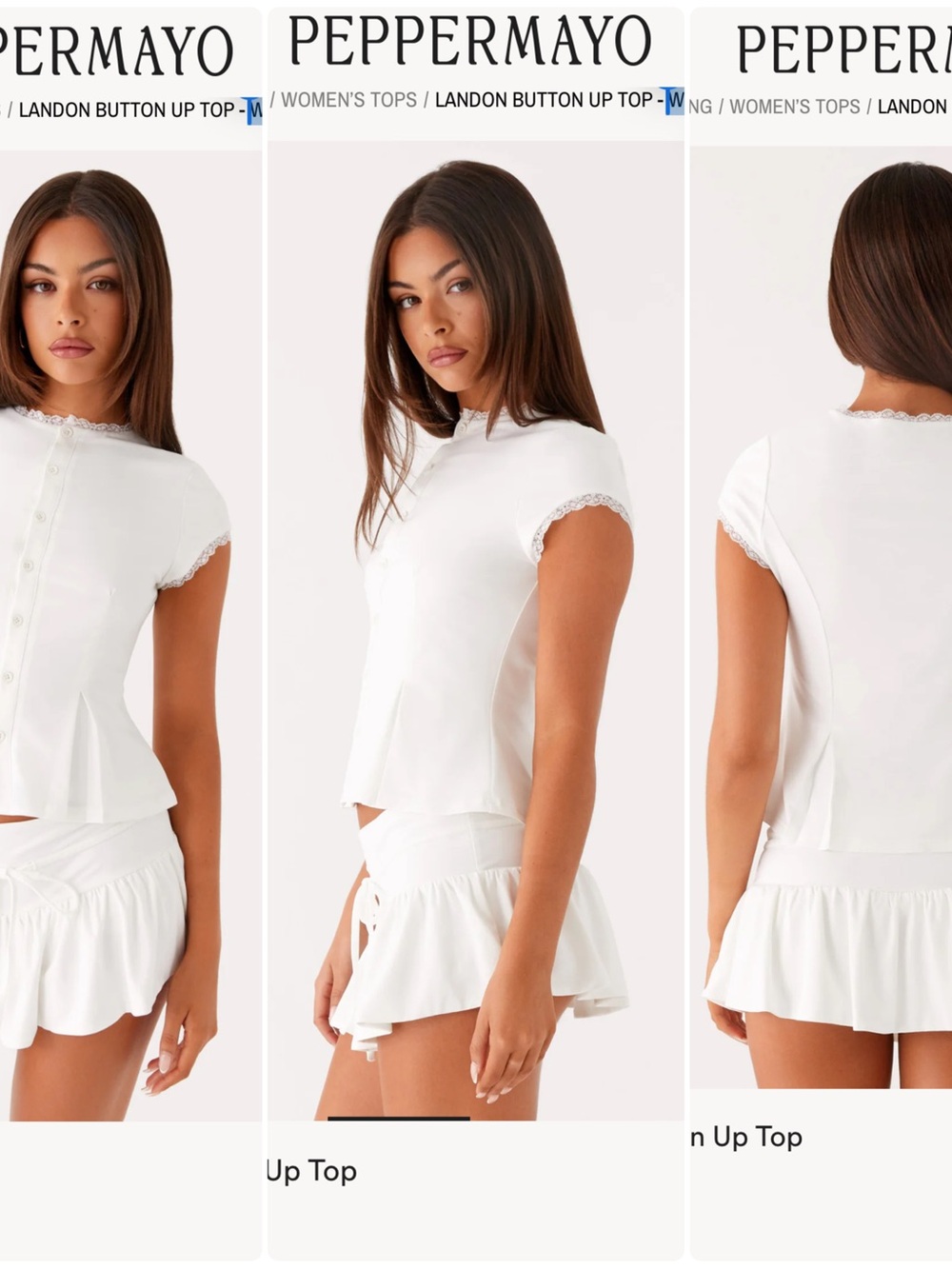 Peppermayo Landon Button Up Top (XXS) and Mini Skort (Small) Set, White - Picture 10 of 11